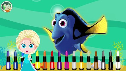 Dory dan Elsa Makeup Prank Learn Colors with Lipstick Finger Family Song - Kids Play Video-KVVYc