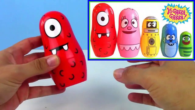 Yo Gabba Gabba Stacking Cups! Learn Colors Nesting Dolls Dinosaur with Surprise Toys ToyBoxMagic-K0
