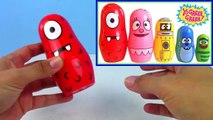 Yo Gabba Gabba Stacking Cups! Learn Colors Nesting Dolls Dinosaur with Surprise Toys ToyBoxMagic-K0c