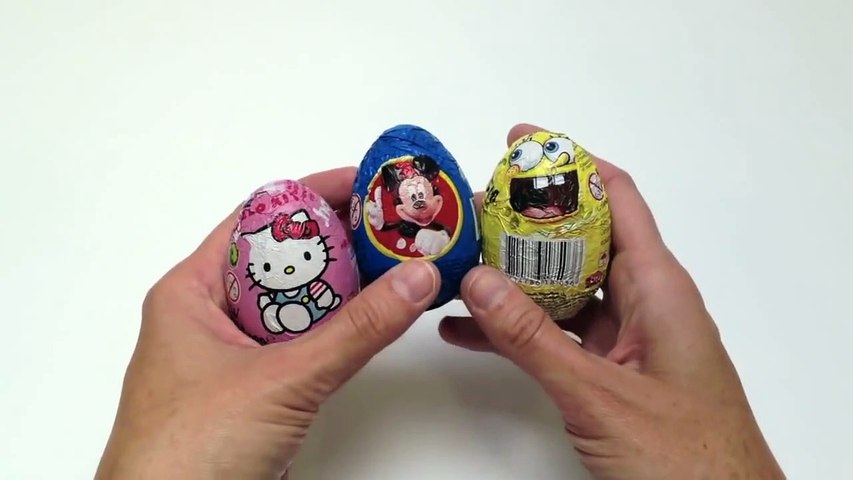 SpongeBob Surprise Egg, Mickey Mouse Surprise Egg and Hello Kitty Surprise Eggs Unboxing-njI
