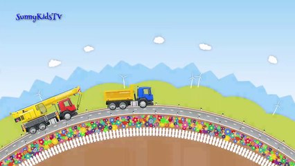 Trucks for kids. Crane Truck. Surprise Eggs. Learn Sweets, Candies. Video for children.-mu