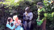 Spiderman Sits on Frozen Elsa!!! w/ Joker Maleficent Spidergirl Anna Catwoman! Superhero F