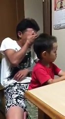 3 year old child fights with a funny parent and child