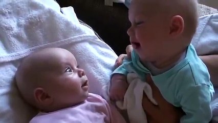 Cute conversation of twin babies