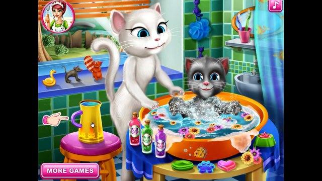 Talking Angela Baby Wash - My Talking Tom and Angela Game Movie For Kids Children.