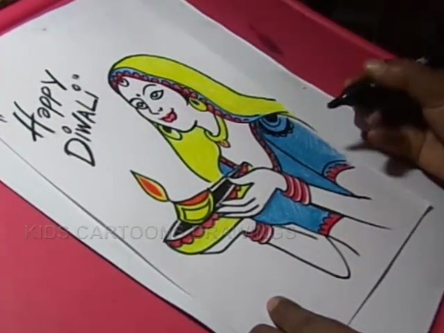 How to Draw Happy Diwali Greeting Drawing Step by Step - video ...