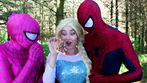 Spiderman & Frozen Elsa vs Poison Ivy! w/ Pink Spidergirl Mermaid, Maleficent Joker Superm