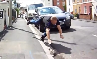 Road Rager Faceplants While Chasing Cyclist