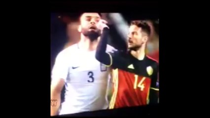 Stress_ Dries Mertens pinch the nose of Tzavellas _ BELGIUM VS GREECE 1-1