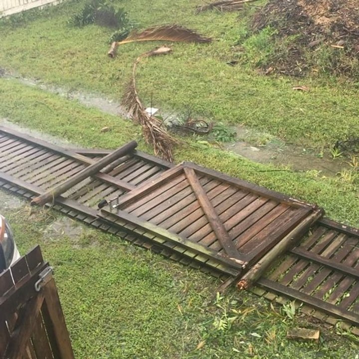 Cyclone Debbie Knocks Down Fence in Proserpine