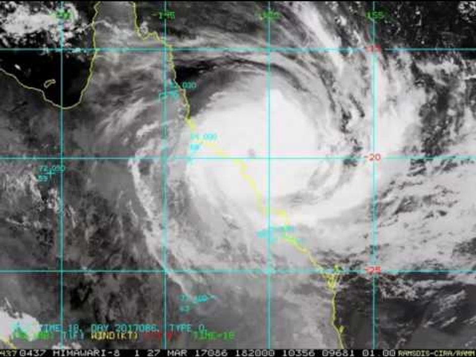 Satellite Tracks Cyclone Debbie's Path Over Queensland