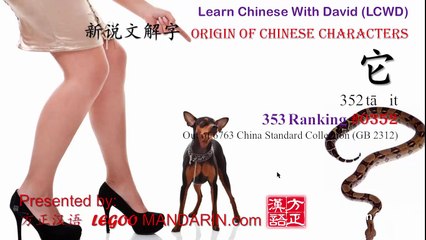 Origin of Chinese Characters - 0352 它 tā   it - Learn Chinese with Flash Cards