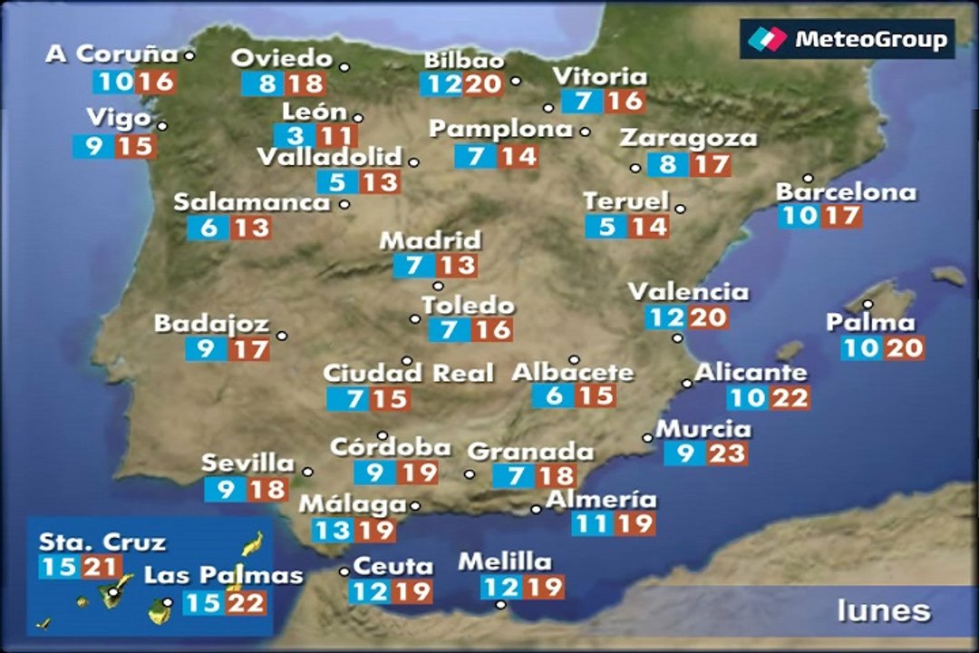 Previsión del tiempo para este lunes, 27 de marzo