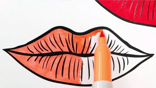How to Paint Lips _ Coloring Book for Kids _ Colouring Videos with Colored Markers