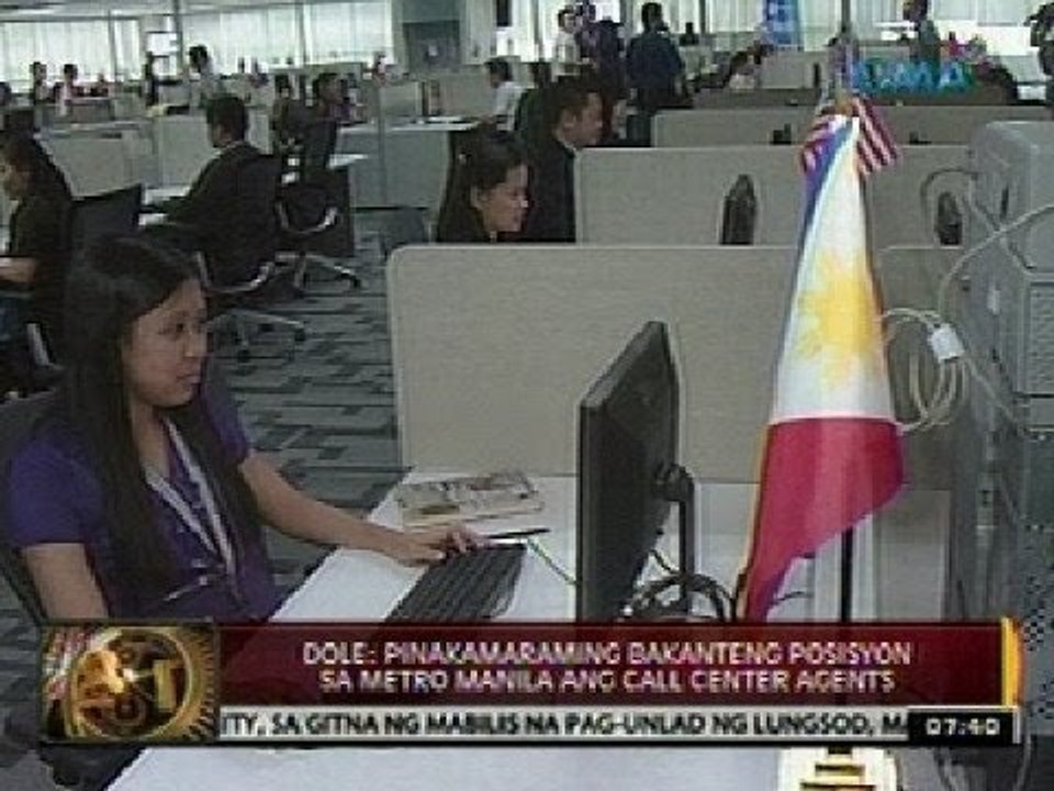 24 Oras: DOLE: Pinakamaraming bakanteng posisyon sa Metro Manila ang call center agents