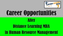 Career opportunities after distance learning MBA in (HRM) Human resource management