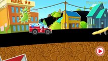 Trucks and Cars for kids. Fire Truck Ambulance Police Car Excavator Racing Cars. Cartoon.