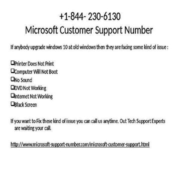 Microsoft Customer Support Number 1-844-230-6130