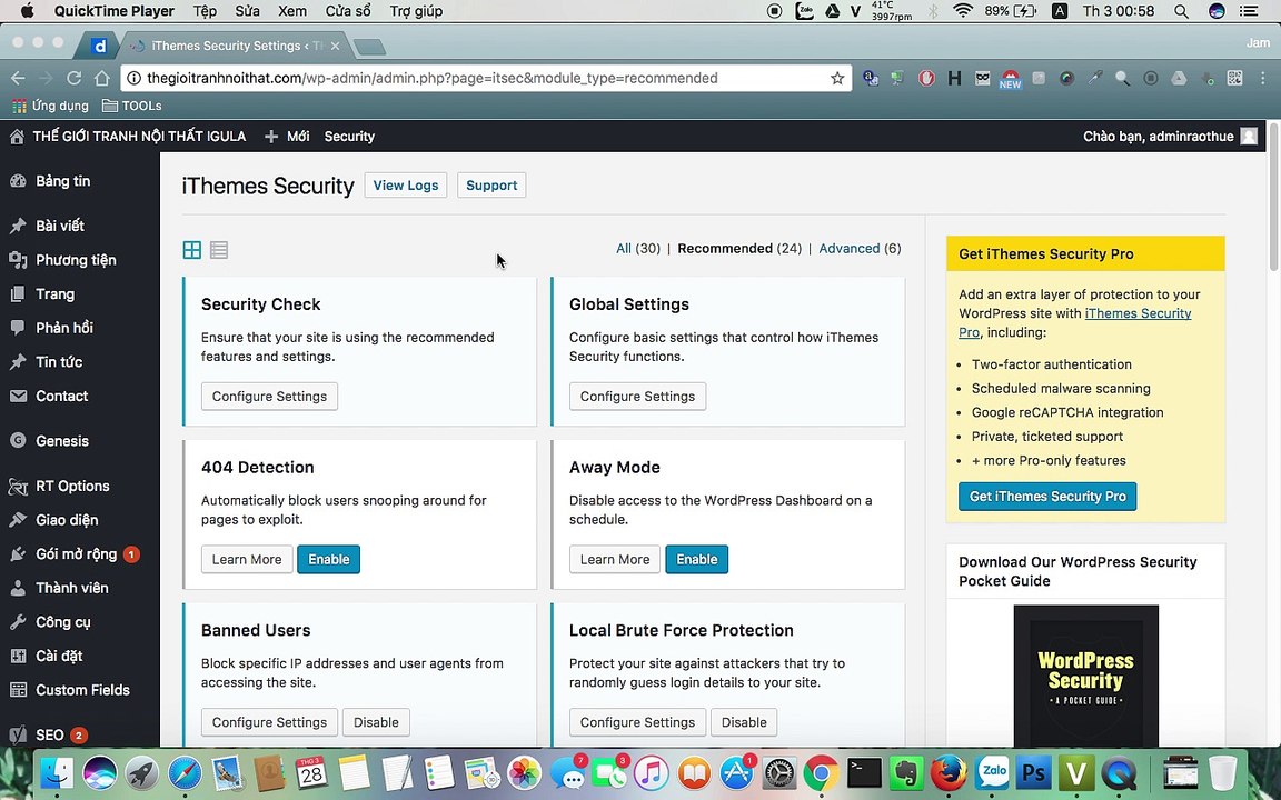 Các chức năng của plugin Ithemes security bảo mật cho Wordpress