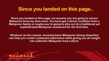 Malaysian Dining Culture: Eat In and Dine Out Malaysian Style