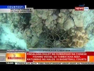Pinsalang dulot ng sumadsad na Chinese vessel, katumbas ng halos 10 basketball courts