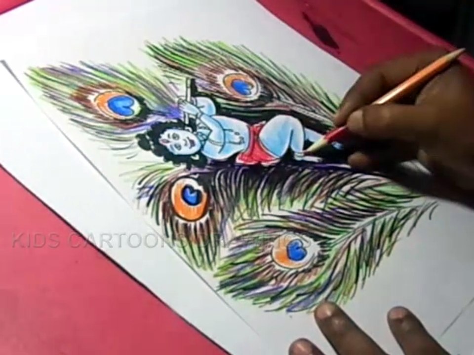 How to Lord Peacock krishna Drawing for kids Step By Step