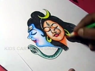 How to Lord Shiva Parvati Drawing for kids Step By Step