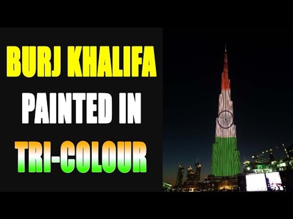Burj Khalifa painted in Indian Tri-colour befor...