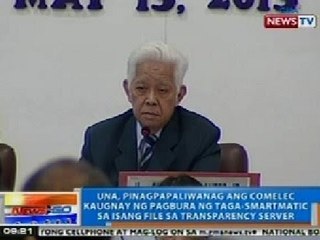NTG: UNA, pinagpapaliwanag ang Comelec kaugnay ng pagbura sa isang file sa transparency server