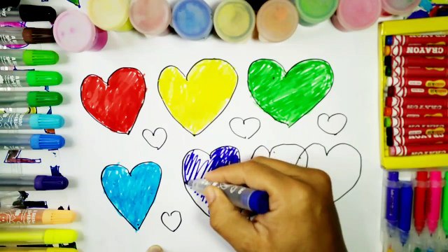 Learning Colors for Children with Coloring Pages of Hearts ❣ kids 4k tv