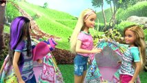 Barbie and Her Sisters Go Camping and Get Scared by a Monster - - Dolls Playing in the Beach