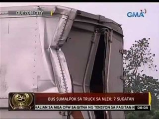 24 Oras: Bus, sumalpok sa truck sa NLEX;7 sugatan