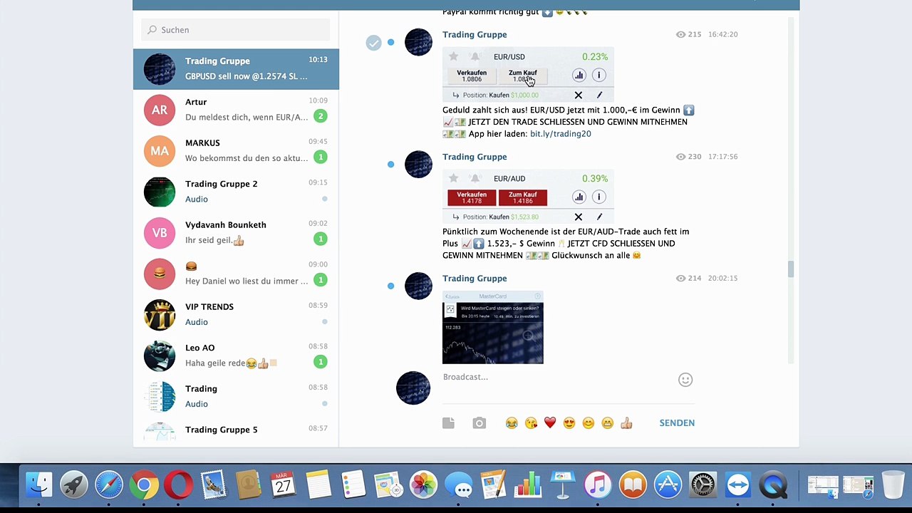 Gewinn beim FOREX-Trading am 27. März 2017