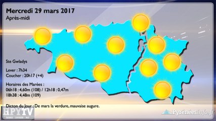 HPyTv Pyrénées | La Météo de Tarbes Pau Bayonne (29 mars 2017)
