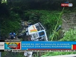 BP: 13 patay matapos mahulog ang sinasakyang jeep sa Buguias, Benguet; 5 sugatan