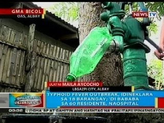 BP: Typhoid fever outbreak, idineklara sa Oas, Albay