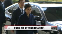 Ex-president Park to attend her arrest warrant hearing on Thursday