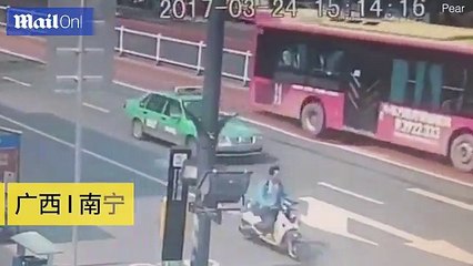 Sinkhole almost swallows up a bus with 21 passengers onboard