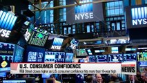 Wall Street closes higher as U.S. consumer confidence hits more than 16-year high