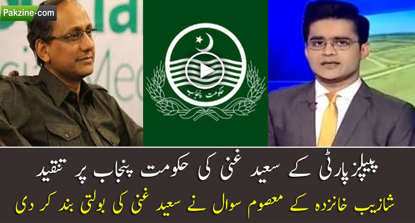 PPP Ky Saeed Ghani Ki Punjab Gov Per tanqeed SHahzaib Khanzada Ny Saeed Ghani Ki Bolti Band Kr Di