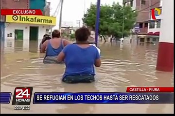 Piura: botes y colchones inflables son utilizados para el rescate de personas