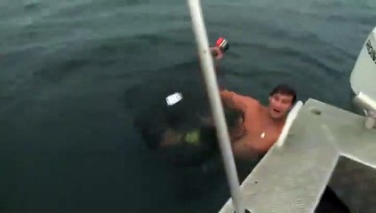 Il manque de se faire mordre par un requin en remontant dans un bateau