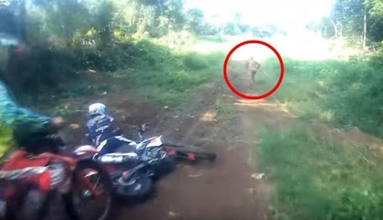 MOTOCICLISTAS SE TOPAN CON UNA CRIATURA EXTRAÑA