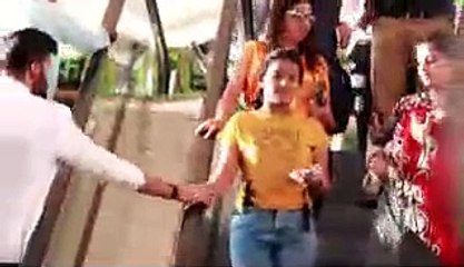 Beautiful Girl In Shopping Mall Excelator