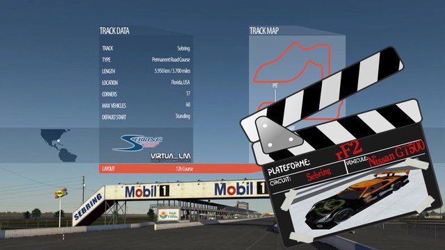 Tour de piste à Sebring en Nissan GT500 sur Rfactor 2