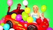 Frozen Elsa & Spiderman BALLOON SURPRISE Disney Car Toys! w- Pink Spidergirl Maleficent Joker -)