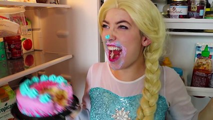 Frozen Elsa EATING DISORDER!! w_ Spiderman Joker Hair Trouble Cake Fun Superhero in real life IRL
