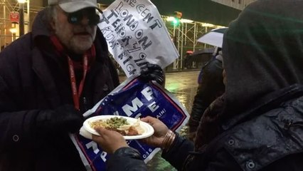 Download Video: Trump Supporter Refuses Food from NYC Protesters, Calls Them Racists