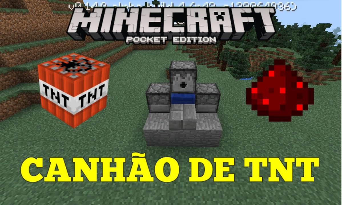 COMO FAZER UM CANHÃO DE TNT! COM REDSTONE!!! - Minecraft PE 0.14.0 - Pocket Edition
