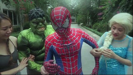 Frozen Elsa SAW T -Rex In Jungle! Superheroes Fun Spiderman Hulk Anna Adventure Meet T Rex Movie